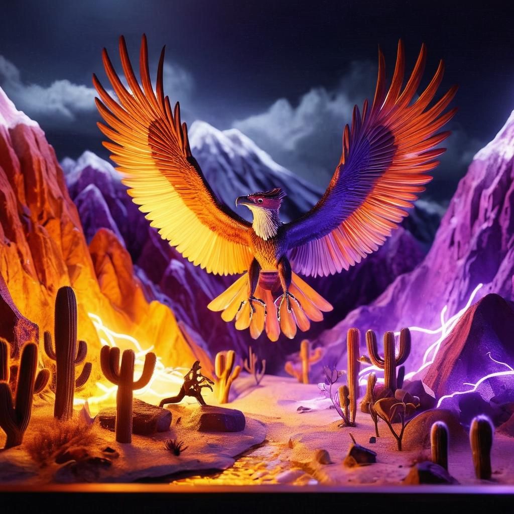 Majestic Thunderbird in Mexican Mountains: Digital Art