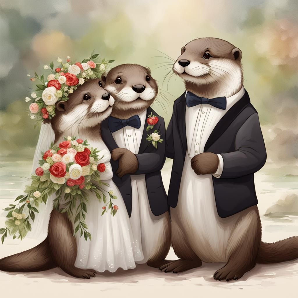 Otters Celebrate Their Wedding Day