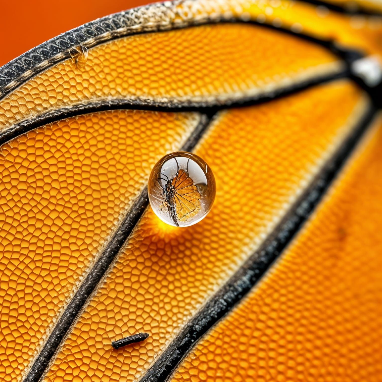 Macro Photograph of Water Droplet on Butterfly Wing