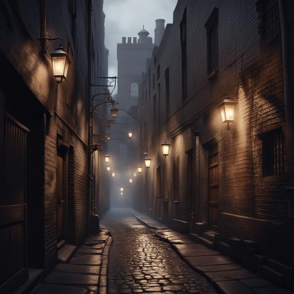 Mystical Alleyway in Hyper-Realistic Cityscape