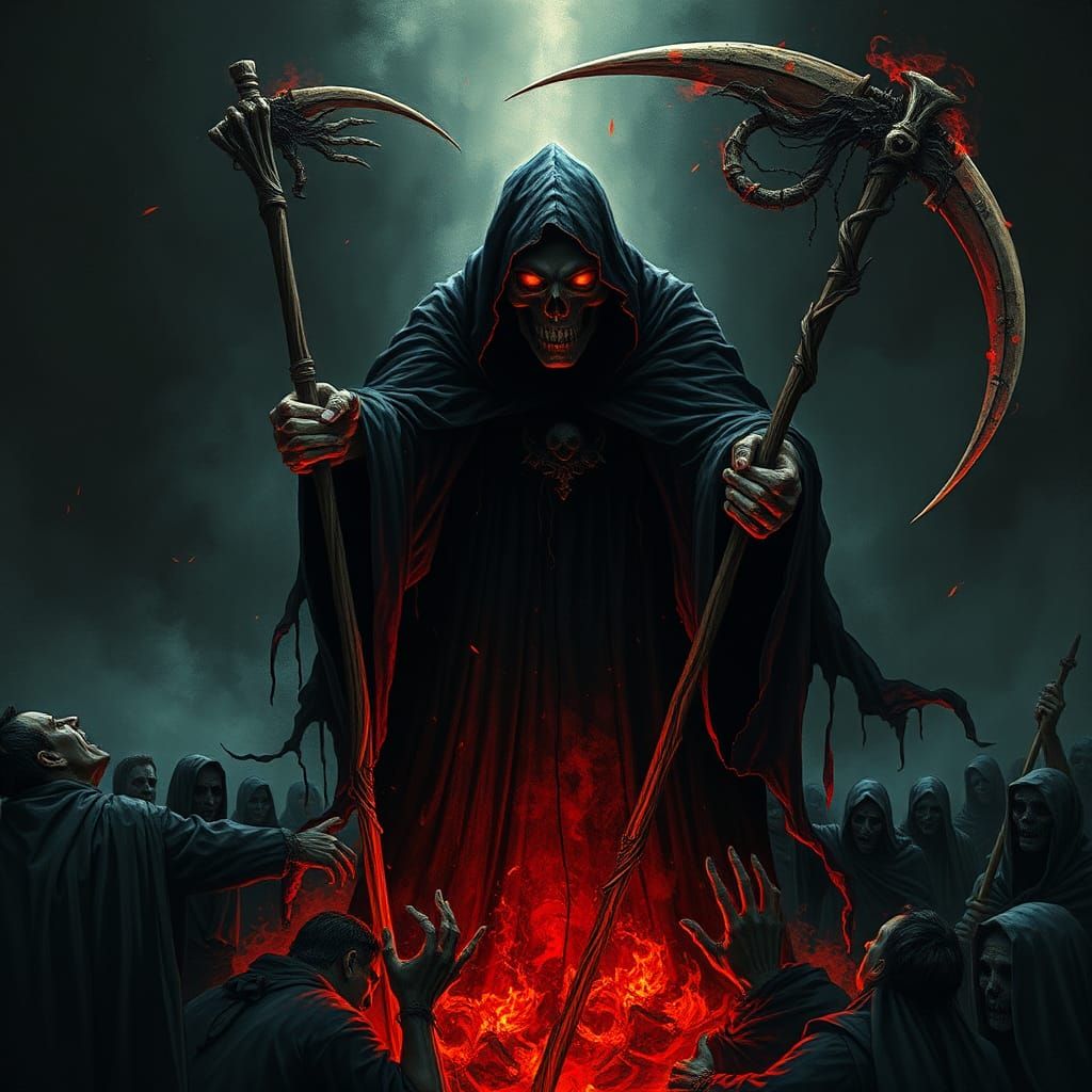 Ominous Death Figure Confronts Sinners in Gothic Horror