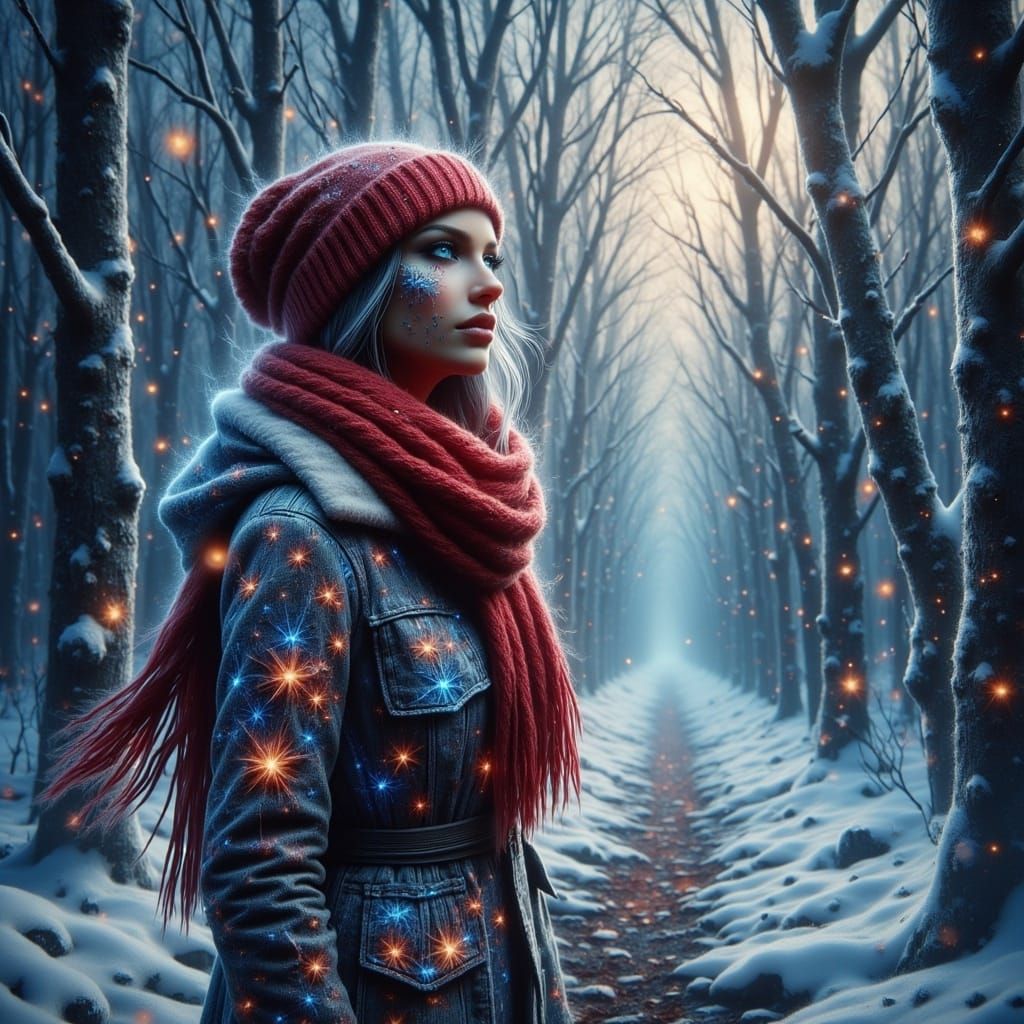 Kaleidoscopic Winter Wonderland in Whimsical Art Style