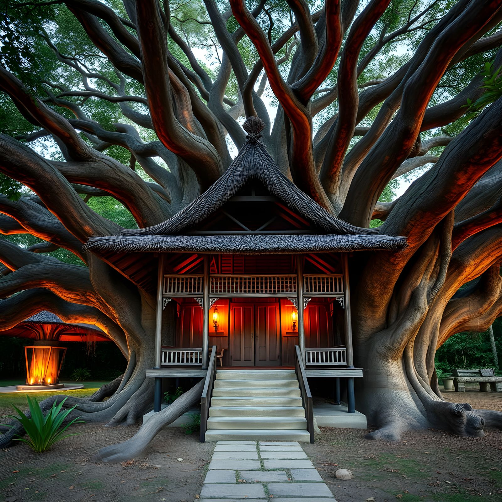 Hyperrealistic Hut on Giant Albizia Tree
