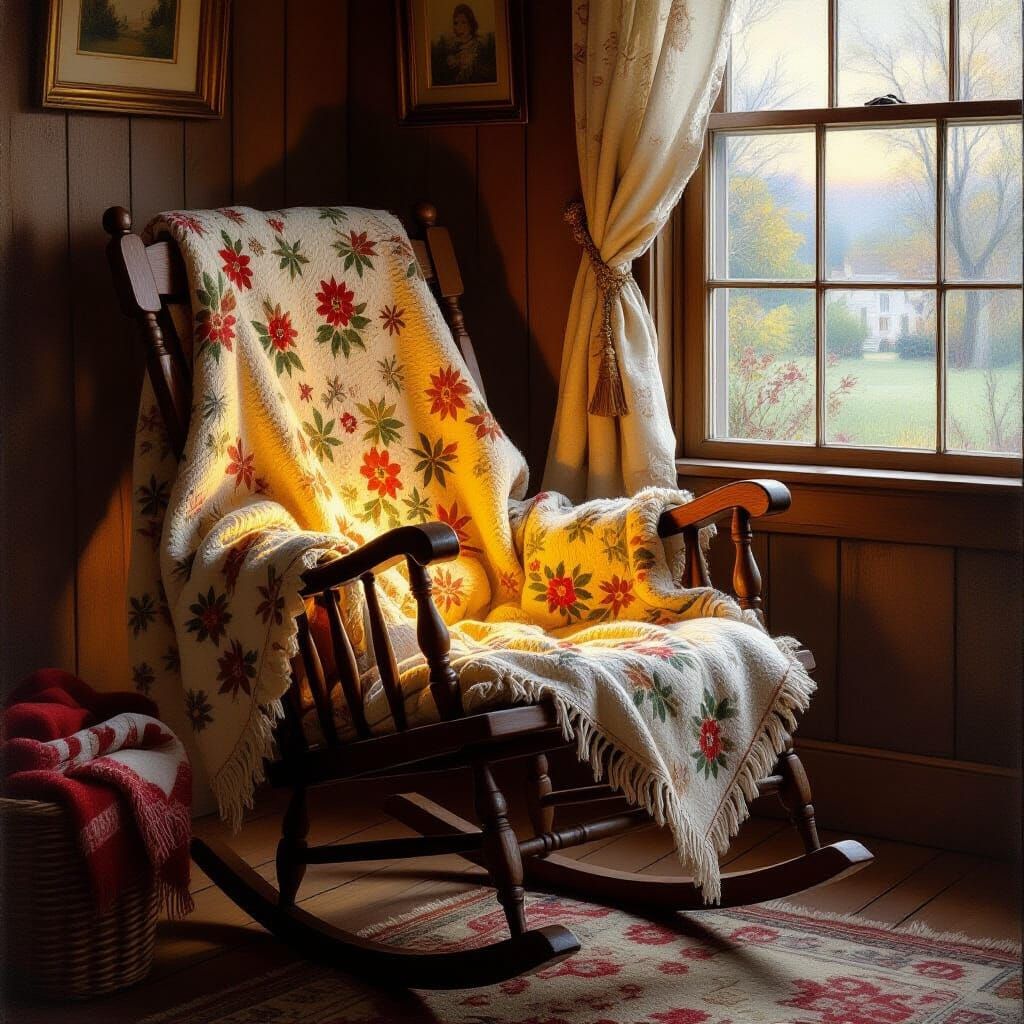 Vintage Rocking Chair in Luminist Style