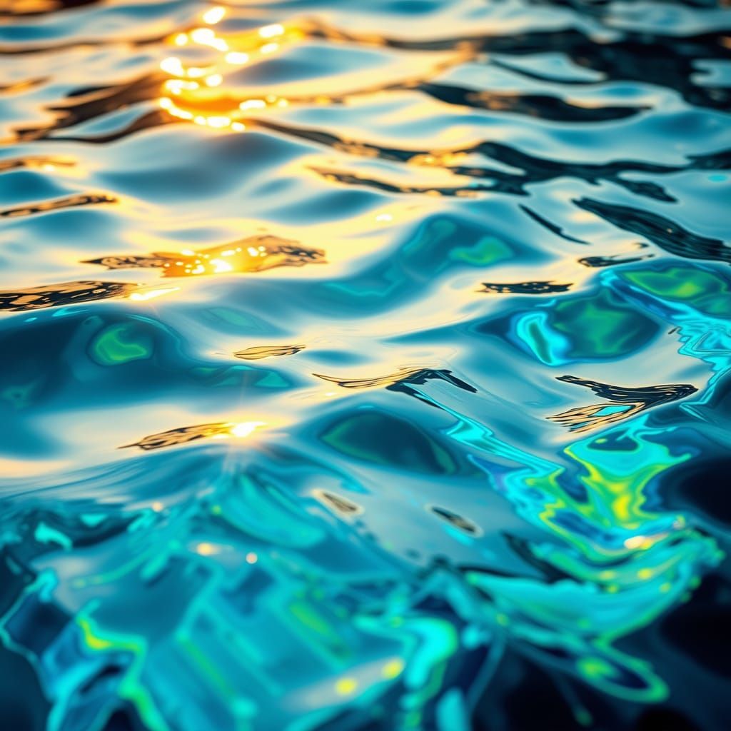 Turquoise Water's Surface Frozen in Time