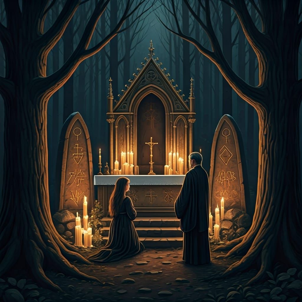 Mystical Forest Altar Ceremony in Romantic Style