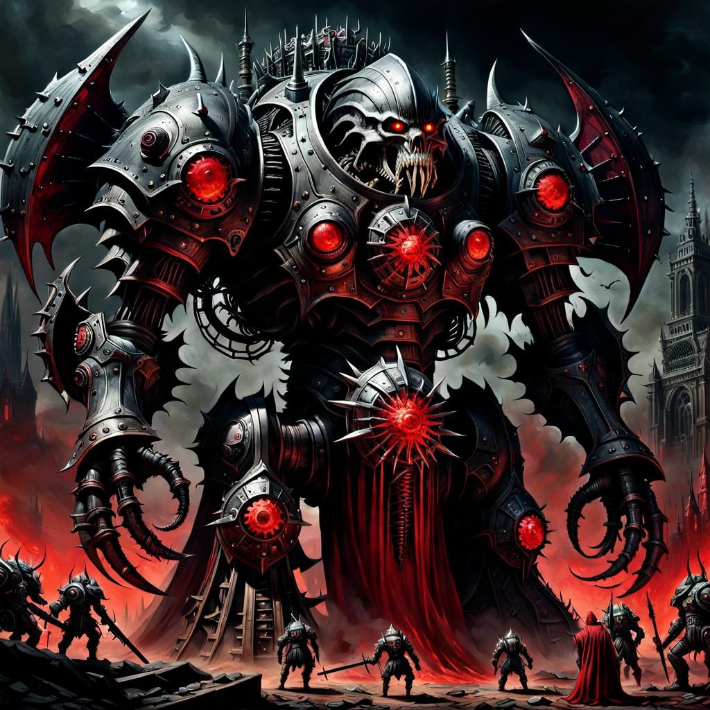 Nightmarish War Monster Anointing in Bleak Gothic Art