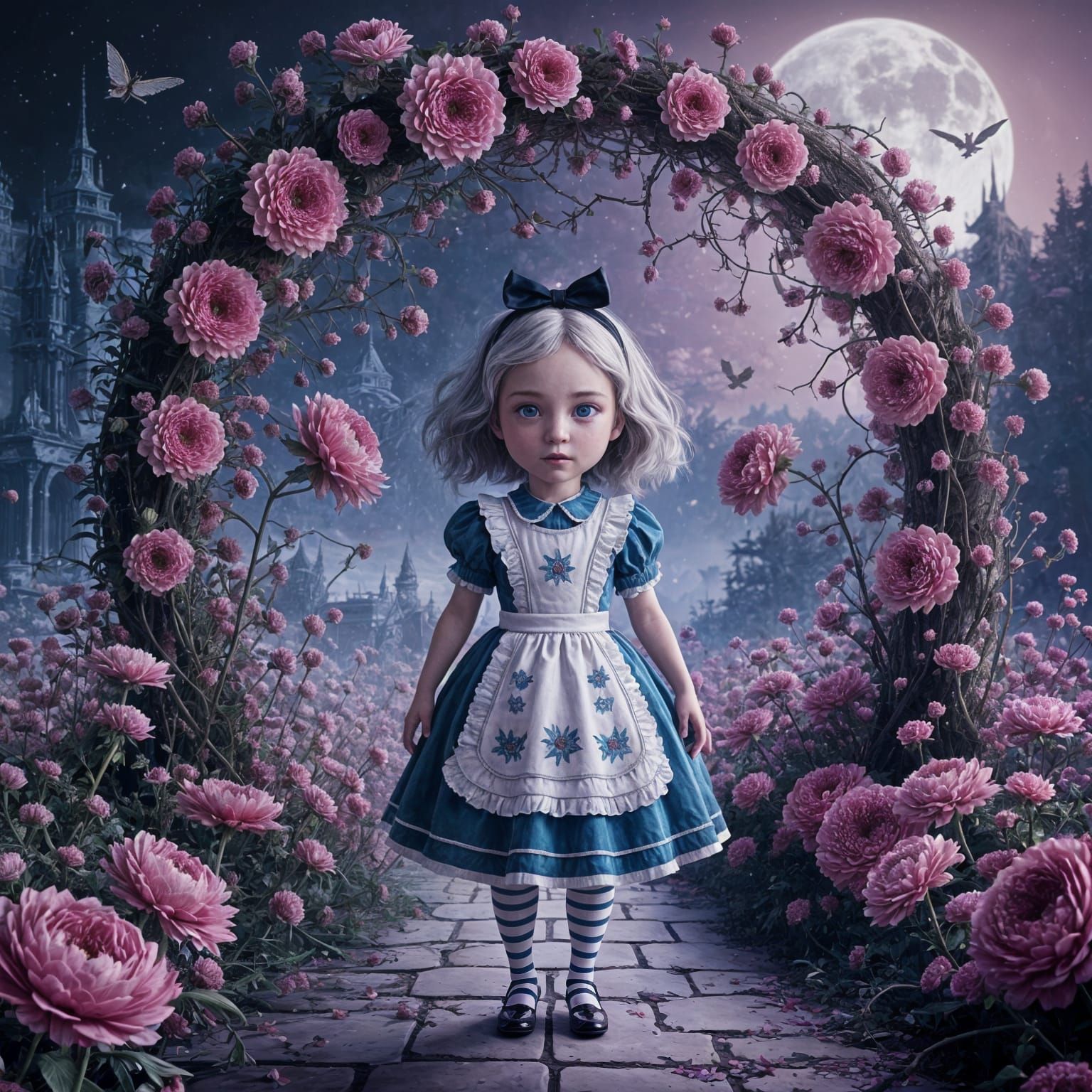 Nightmare Garden with Creepy Flowers in Hyperrealism