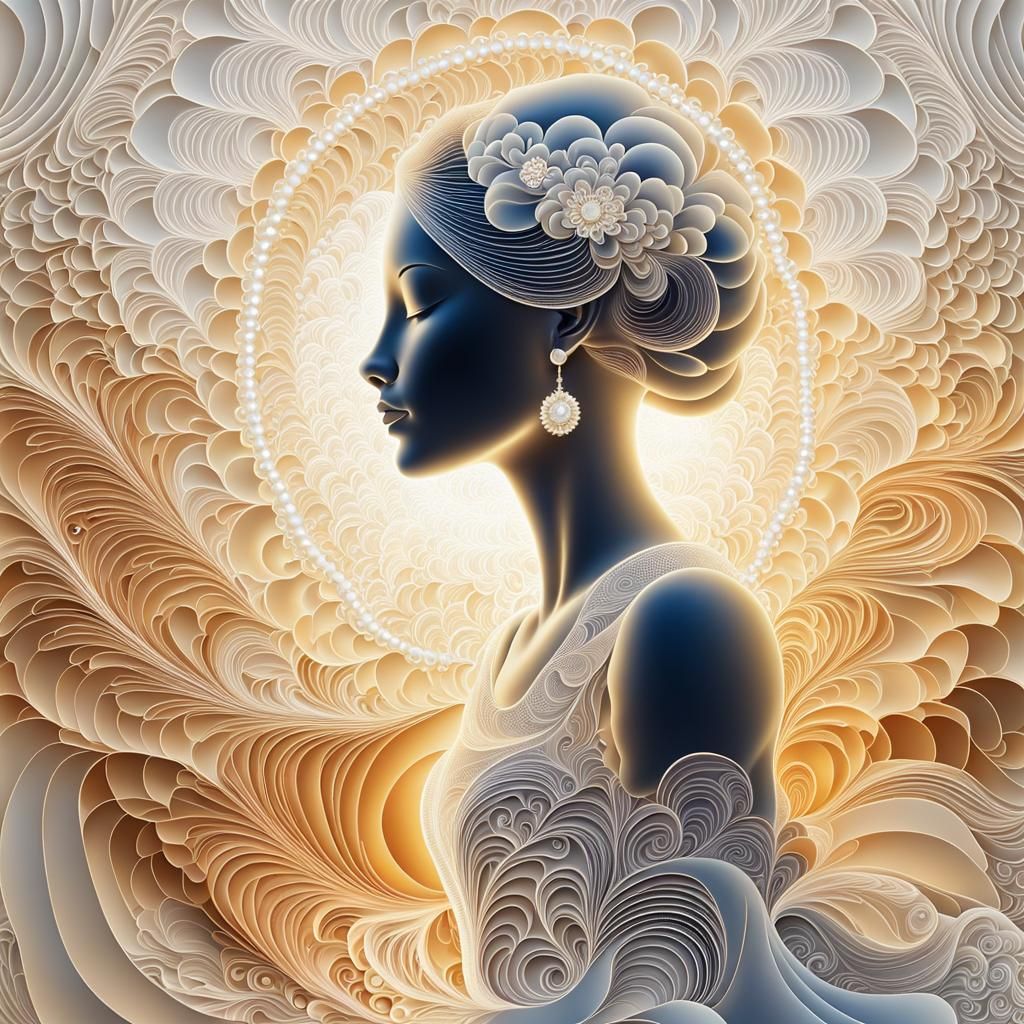 Abstract Pearl Embroidery Simulates Falling in Love