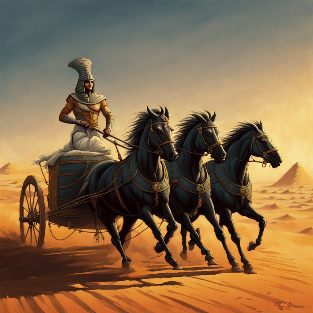 Ancient Egyptian Charioteer in the Desert