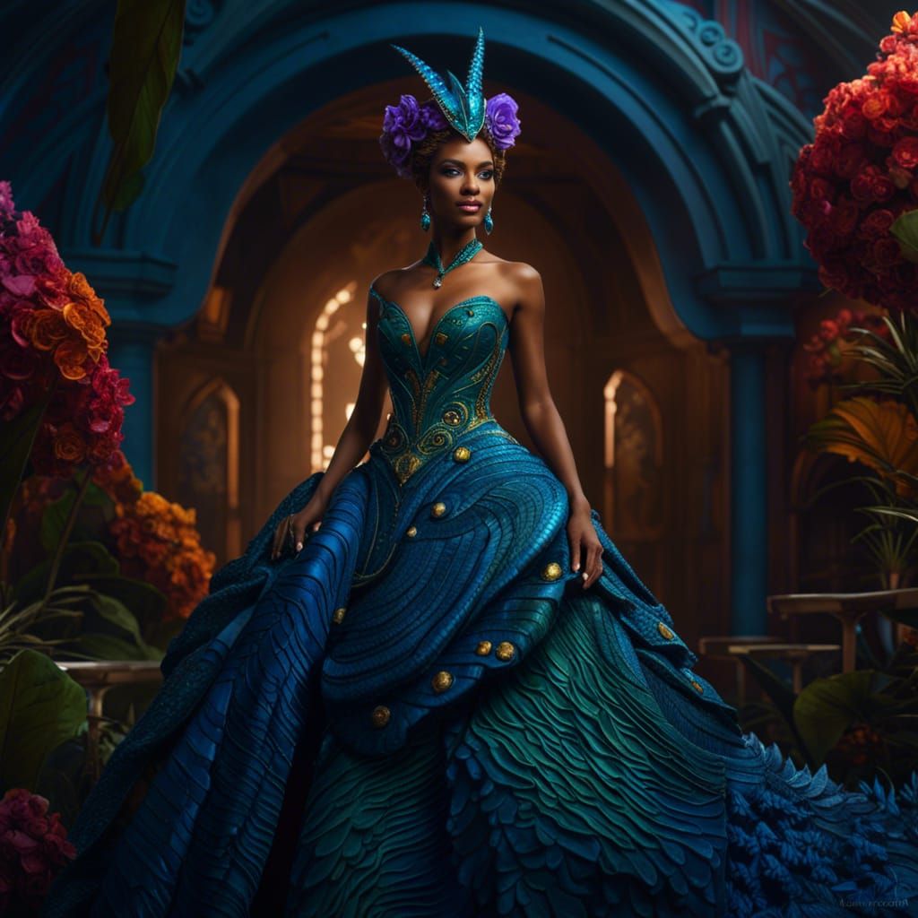 Chameleon Gown: Fantasy Concept Art in 8k