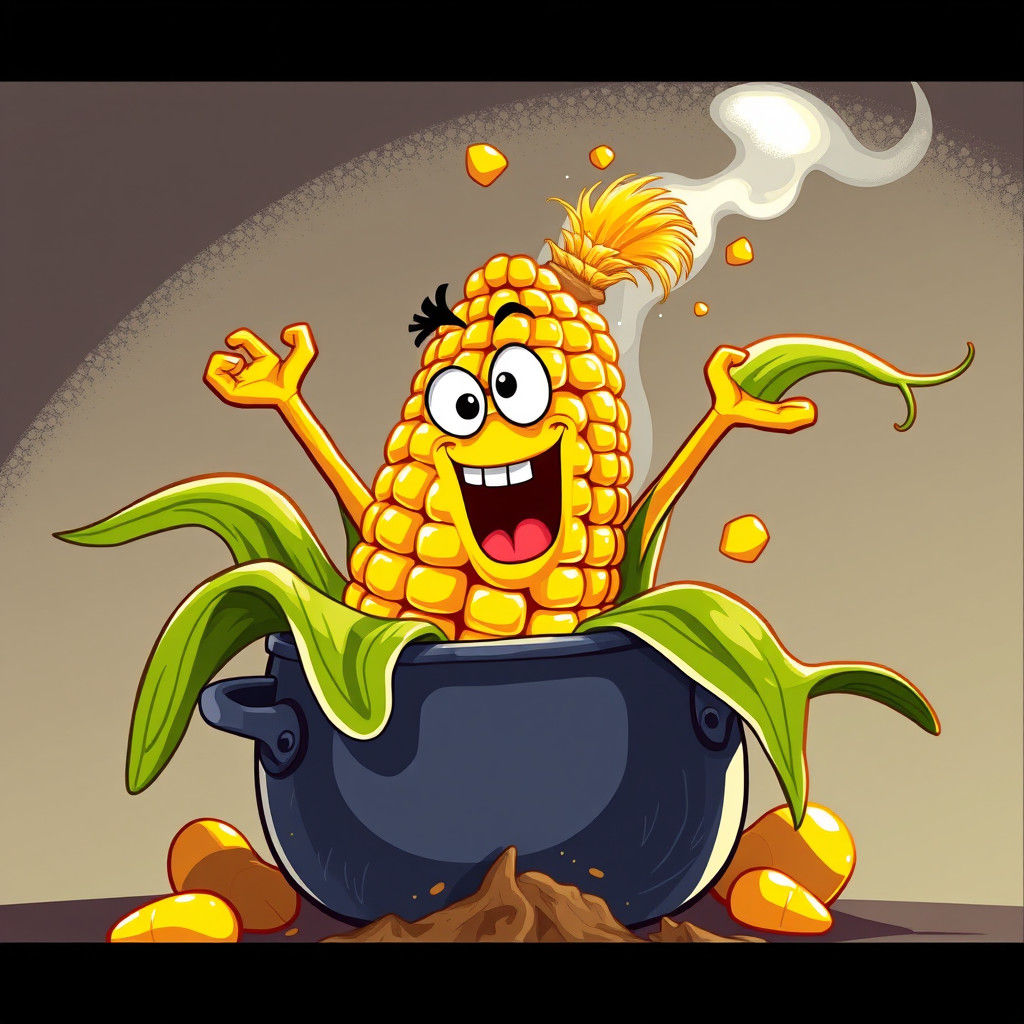 Corn Kernel Bursts Forth: Disney Pixar Style