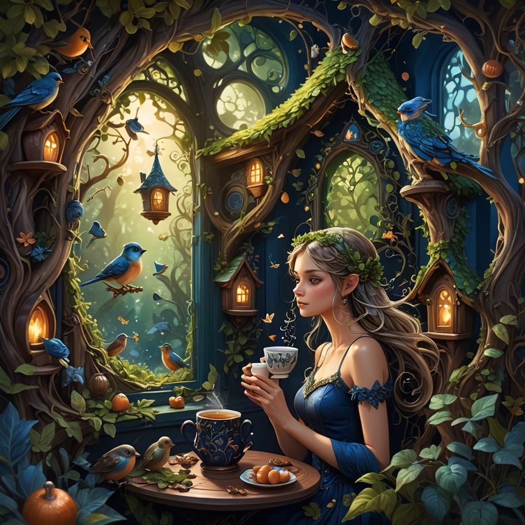 Fairy Girl's Tea Party: Fantasy Concept Art