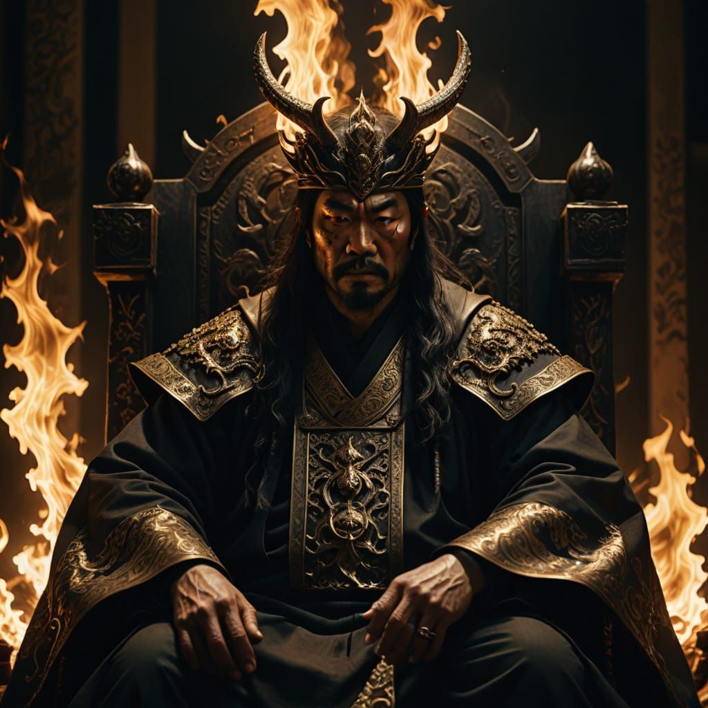 Hyperrealistic Japanese King of Hell Portrait