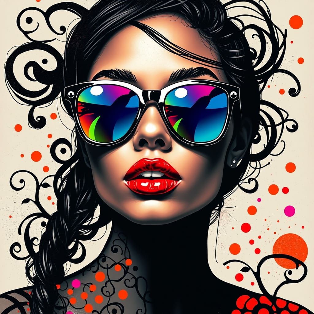 Striking French Woman Portrait with Graffiti Art