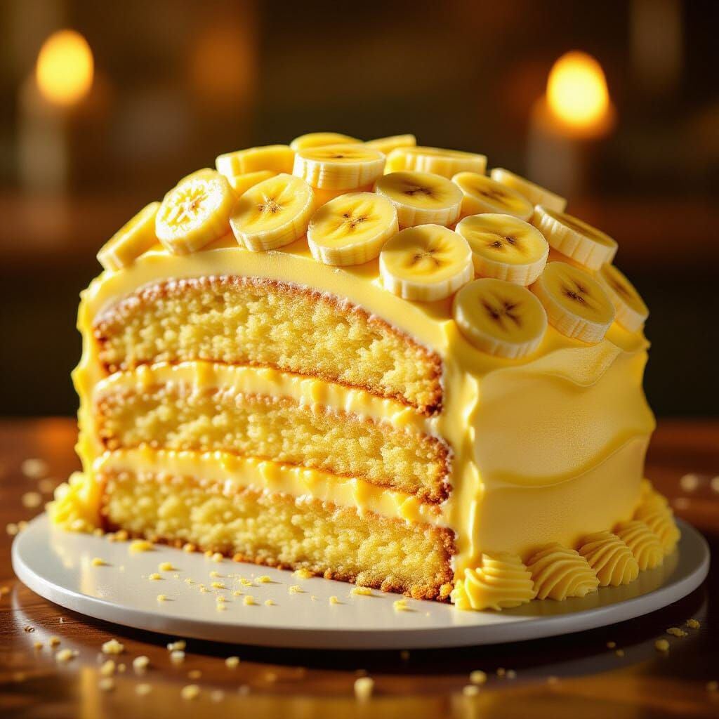 Hyperrealistic Banana Cake Fills Universe