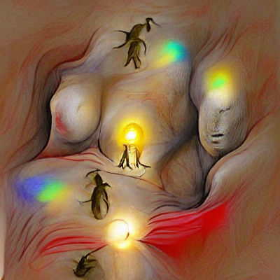 Ethereal Figures Encircling a Radiant Light