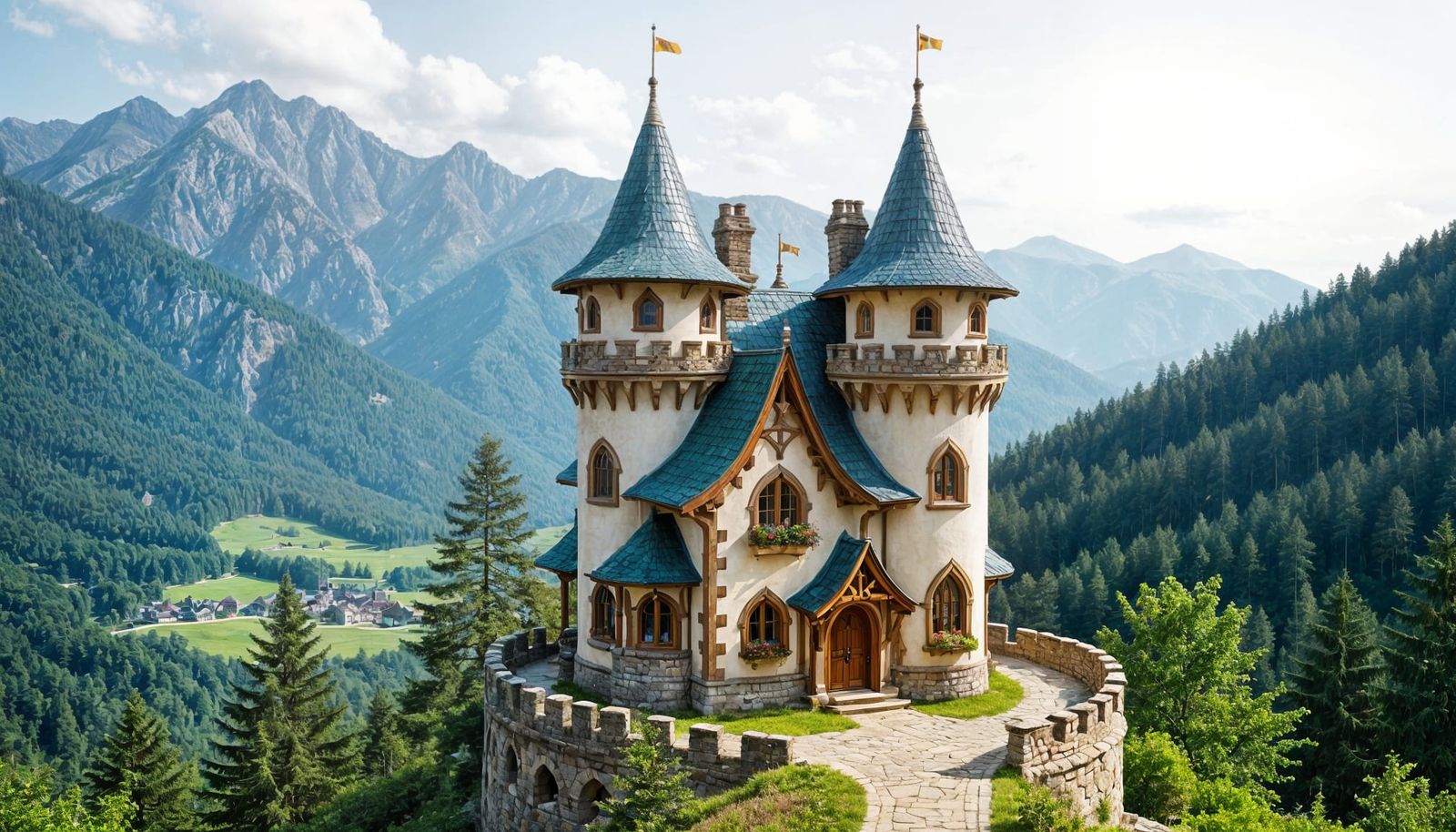 Whimsical Elvish Castle Cottage on Mountaintop