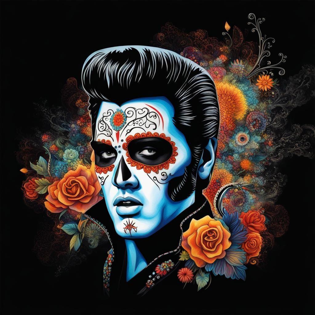 Elvis Presley Dia de Los Muertos Artwork