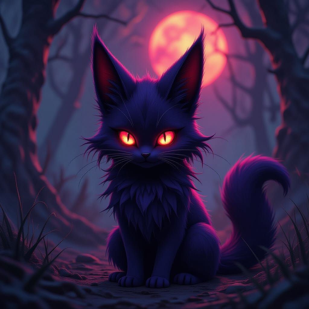 Eldritch Umbreon in Gothic Neon Environment