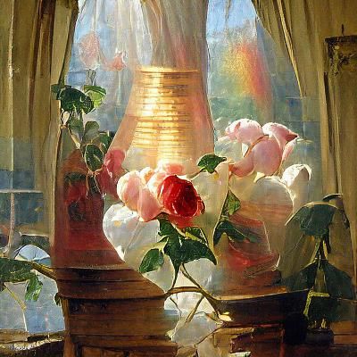 Roses in Sunlight: A Romantic Oil Painting