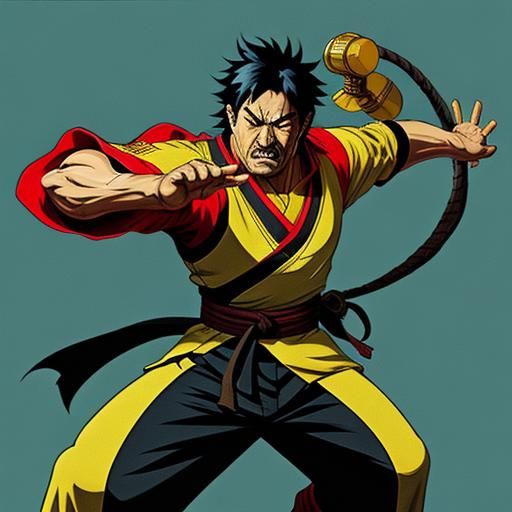 Shaolin Kung Fu Master in Anime Style
