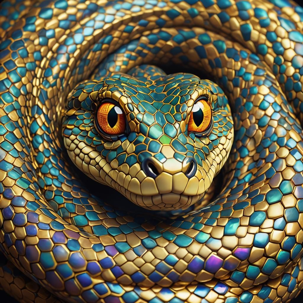 Animated Snake Character with Hypnotic Gaze in 3D