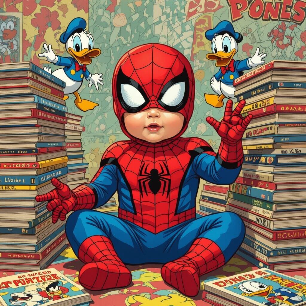 Spidey Toddler's Vintage Comic Book Collection