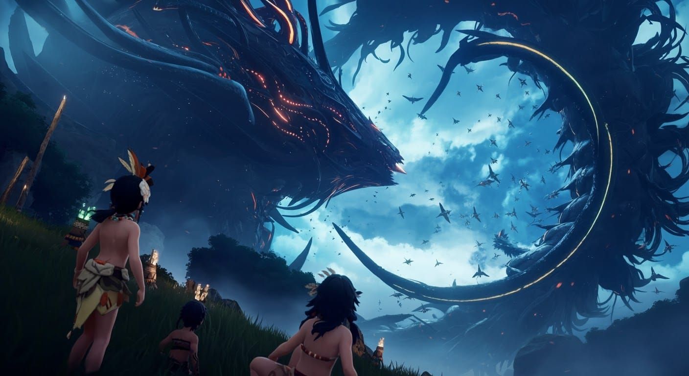 Ancient Sky Battle Between Otherworldly Beings