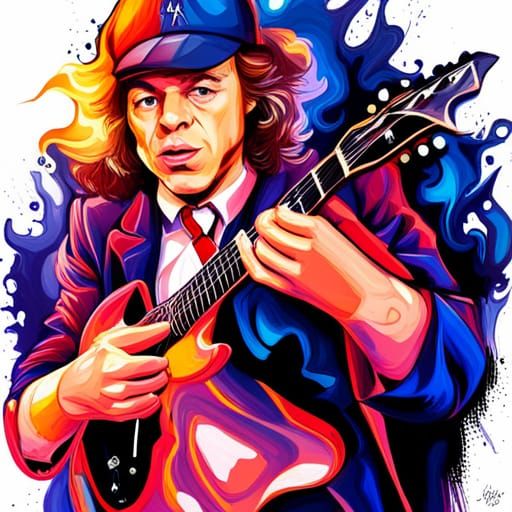 Electric Guitarist in Graffiti Street Art Style