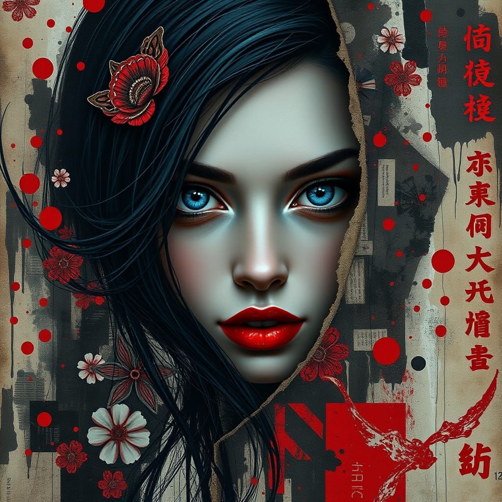 Digital Portrait of Enigmatic Woman in Bold Colors