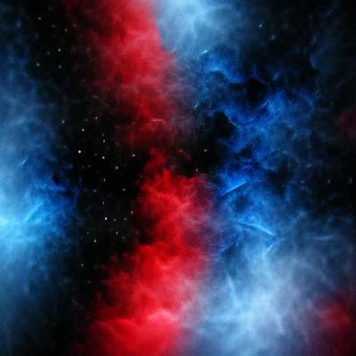 Red and Blue Nebula on Black Background