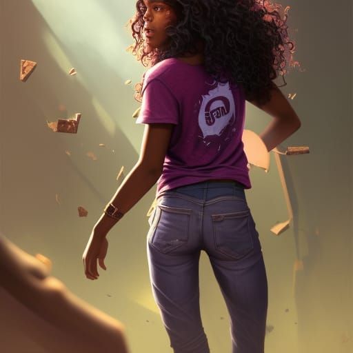 Teenage Girl in SPQR Shirt: Hyperdetailed Concept Art