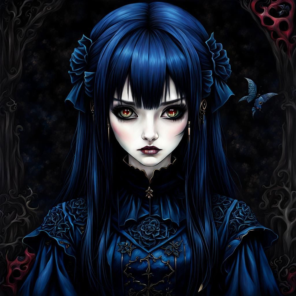 Ethereal Gothic Girl Portrait in Dark Fantasy Style