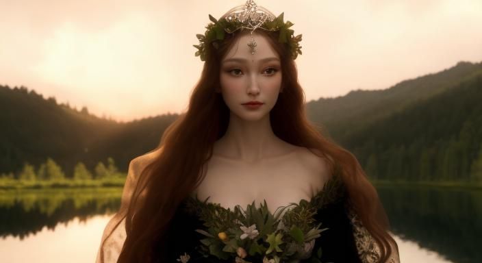 Porcelain Fairy Goddess in Mystical Forest