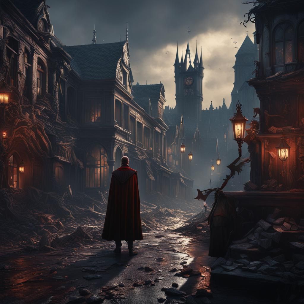 Vampire Hunts Prey: Detailed Matte Painting