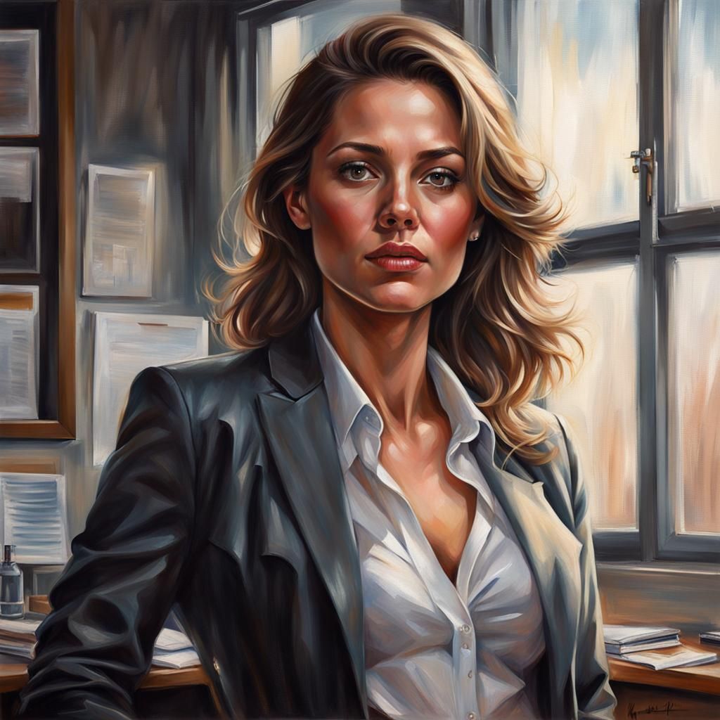 Office Girl Portrait with Realistic Shading
