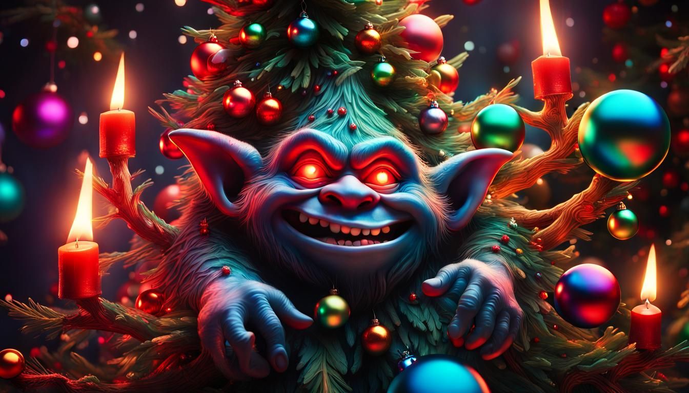 Evil Trolls Steal Christmas: Hyperrealistic Concept Art