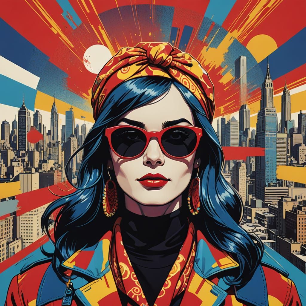 Vibrant Retro Pop Art Portrait in Bold Comic Book Style