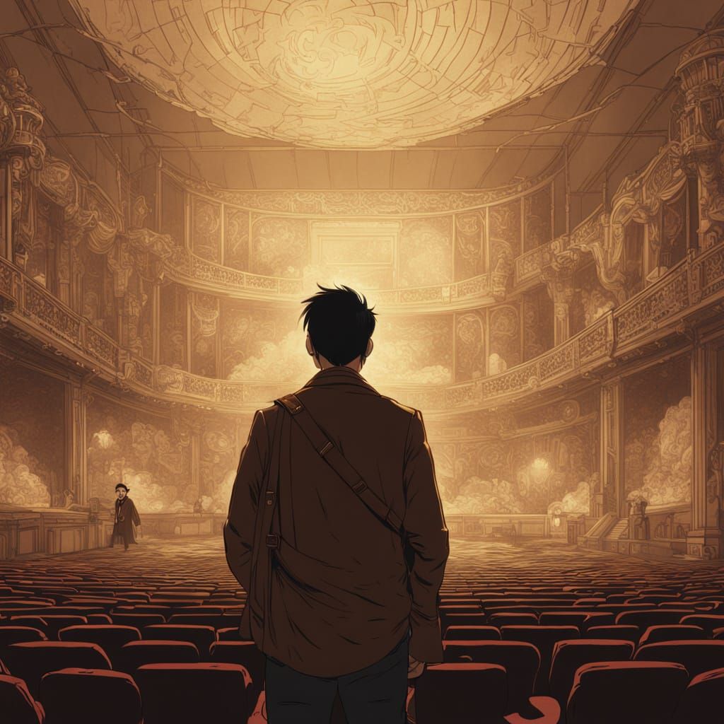 Gay Man's Heartbreak in Empty Theater: Fantasy Art