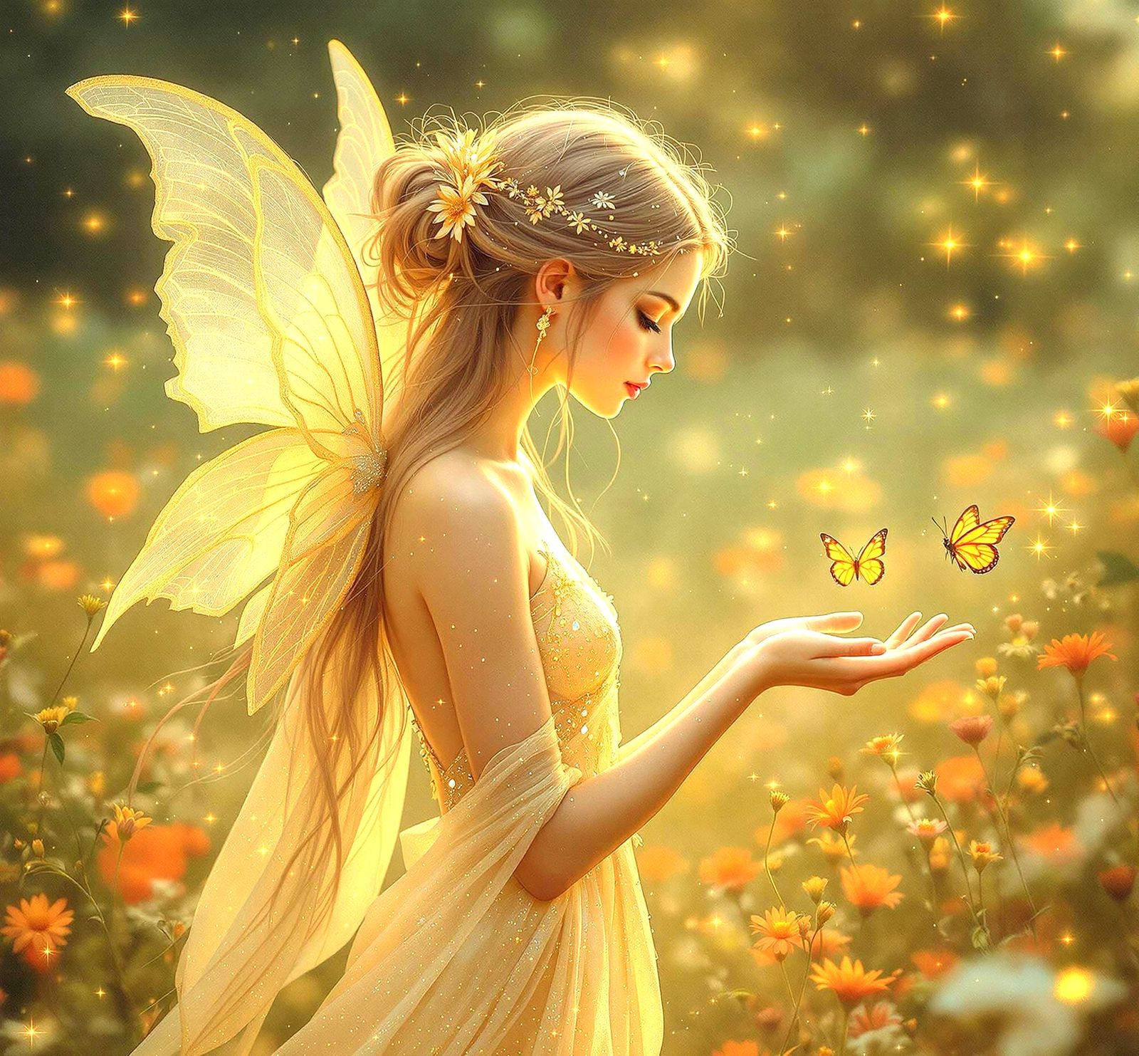 Ethereal Fairy in a Wildflower Meadow