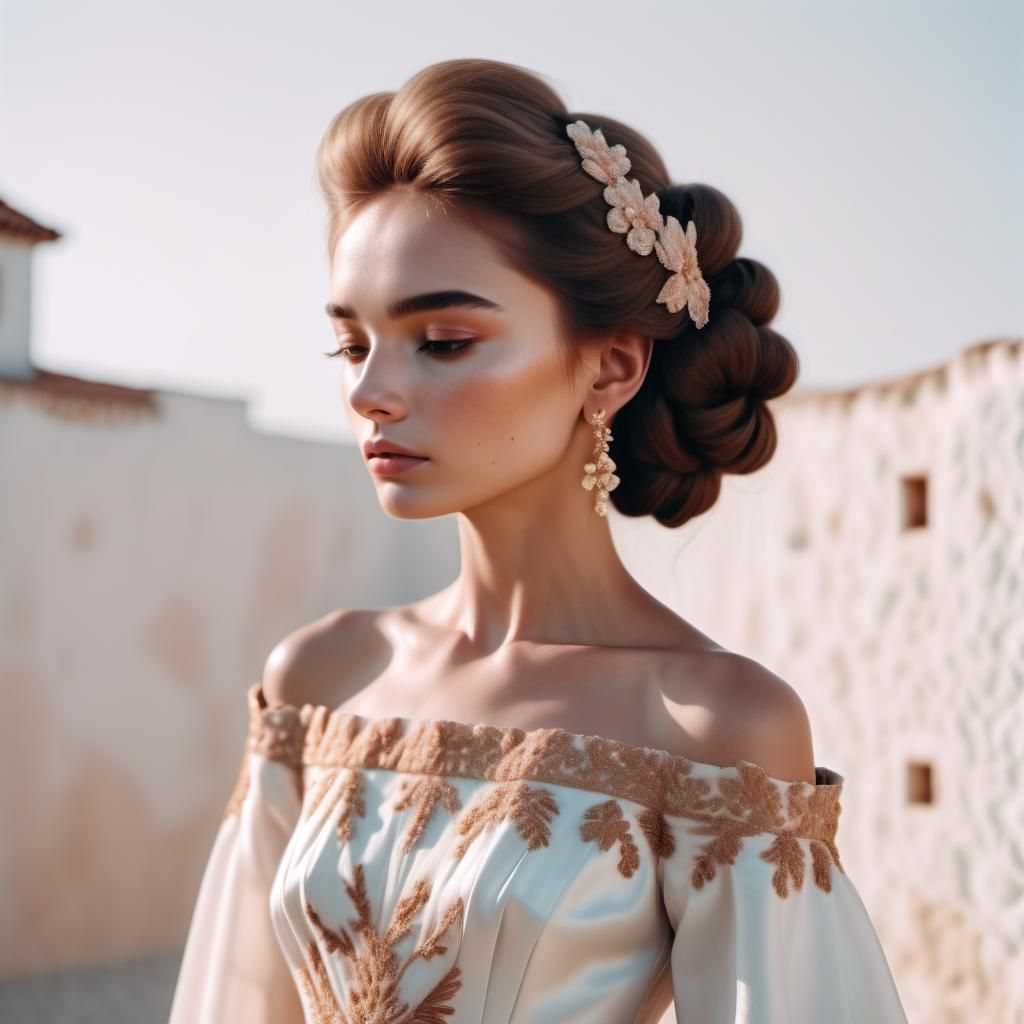 Elegant Girl in Valentino Gown: Old Master Painting