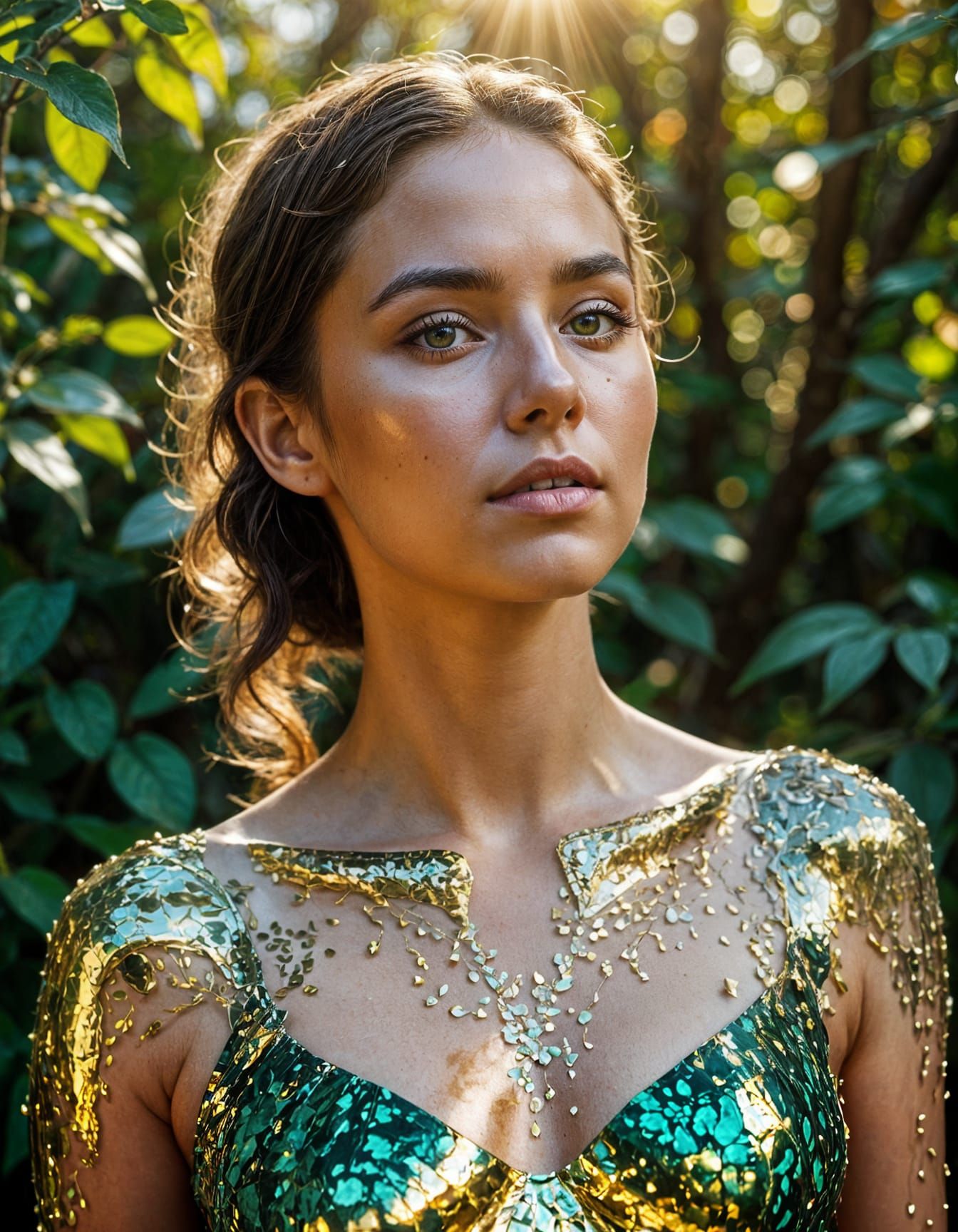 Woman with Two-Tone Hair in Klimt-Inspired Body Paint