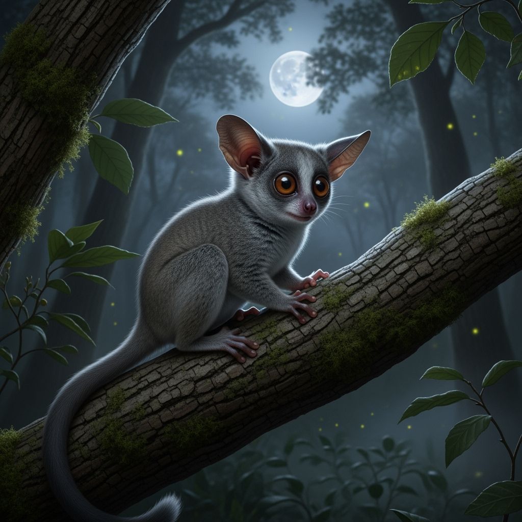 Moonlit Bush Baby in African Forest