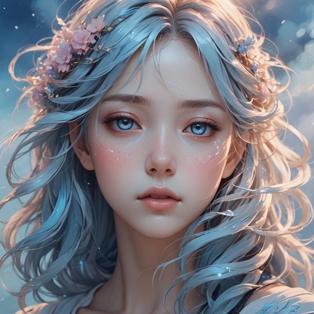 Dreamy Anime Portrait with Ethereal Lighting