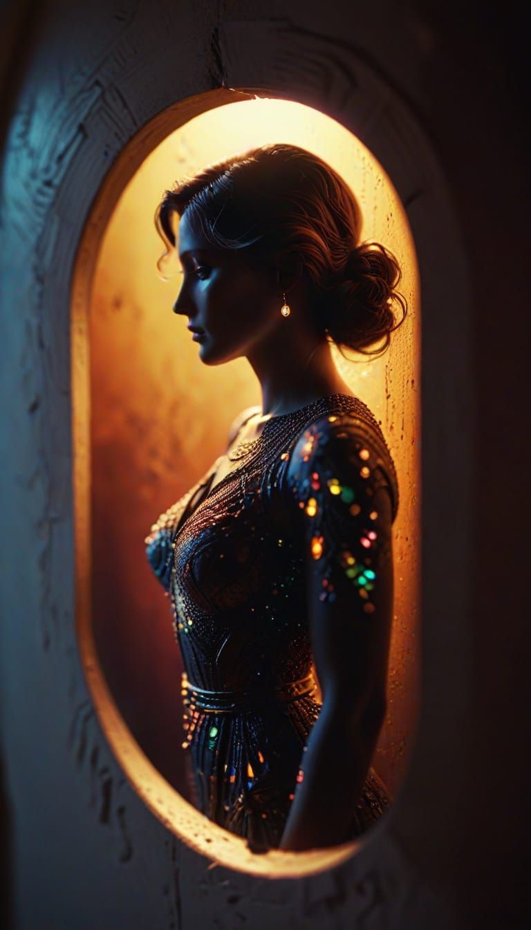 Rainbow Silhouette Keyhole in Photorealistic Style