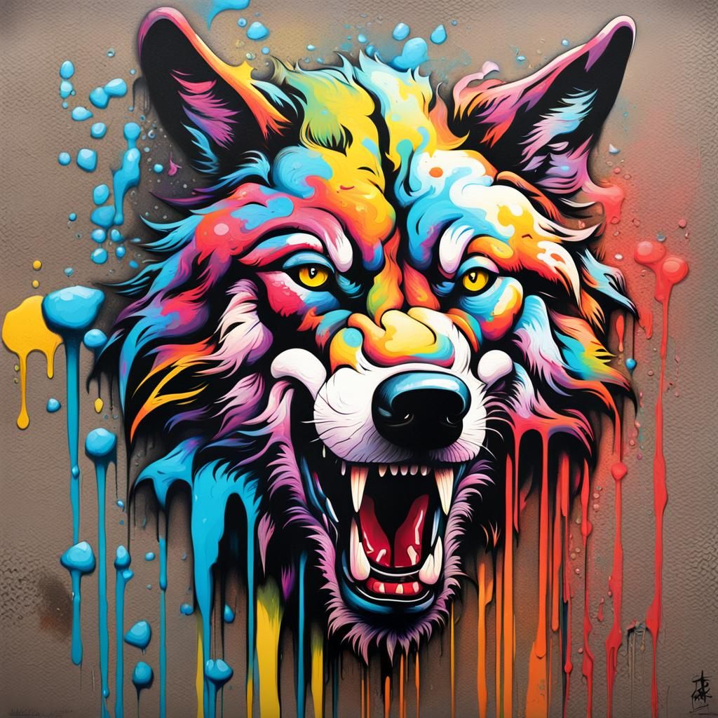 Crying Wolf Graffiti Art in Street Style