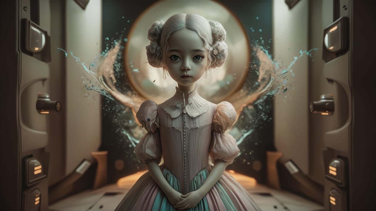 Girl in Cyberpunk Setting: Ethereal Photograph