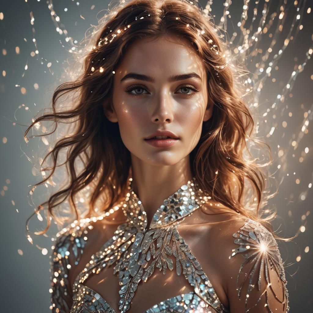 Shimmering Light Woman: Modern Digital Art