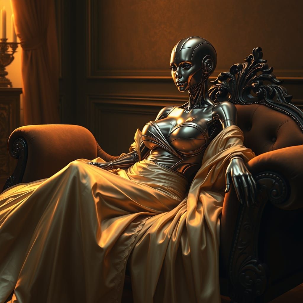 Android Woman on Chaise Lounge in Renaissance Style